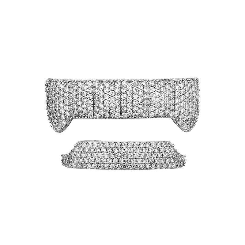 Iced Out Vampire Full Pave Fang Grillz Set