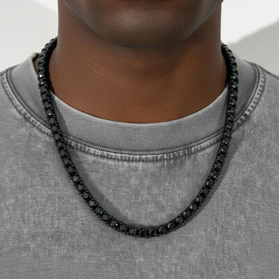 925S & VVS Moissanite 5mm Tennis Chain with Iced Out Sides in Black Gold