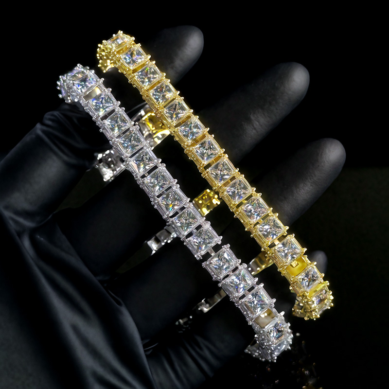 8mm 3-Sided Princess Cut Tennis Bracelet