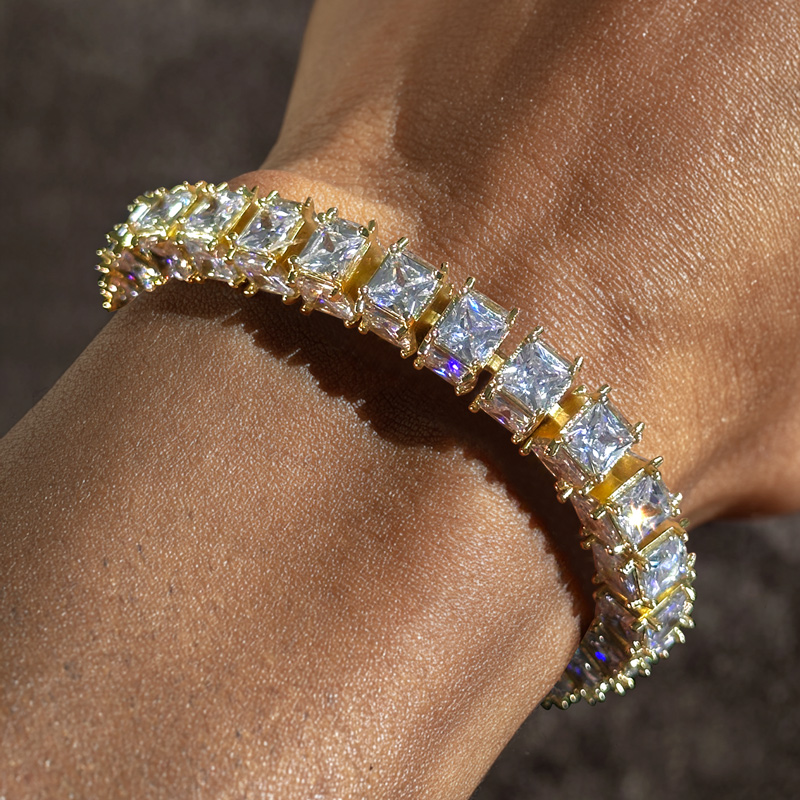 8mm 3-Sided Princess Cut Tennis Bracelet