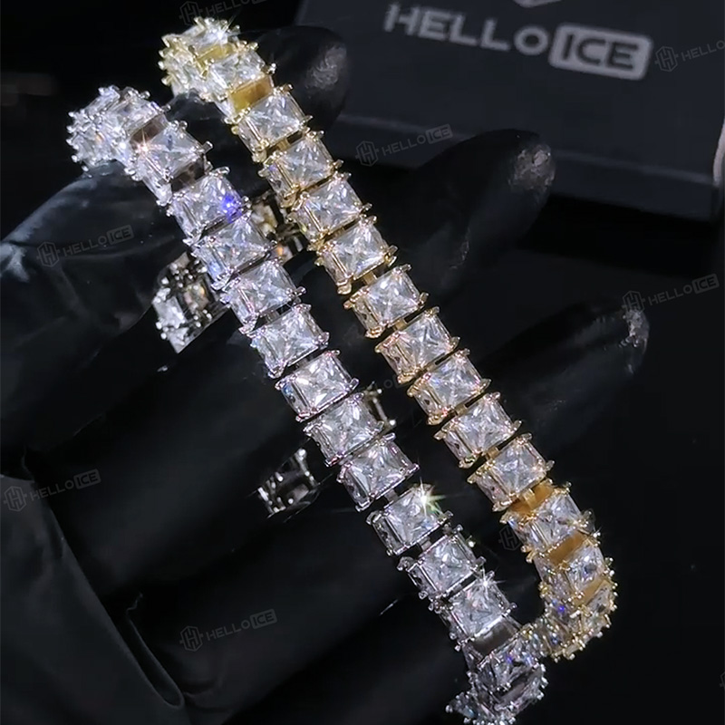 8mm 3-Sided Princess Cut Tennis Bracelet
