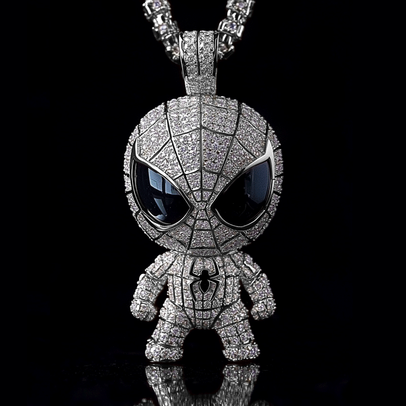Glow in the Dark Iced Out Cartoon Superhero Spider Pendant