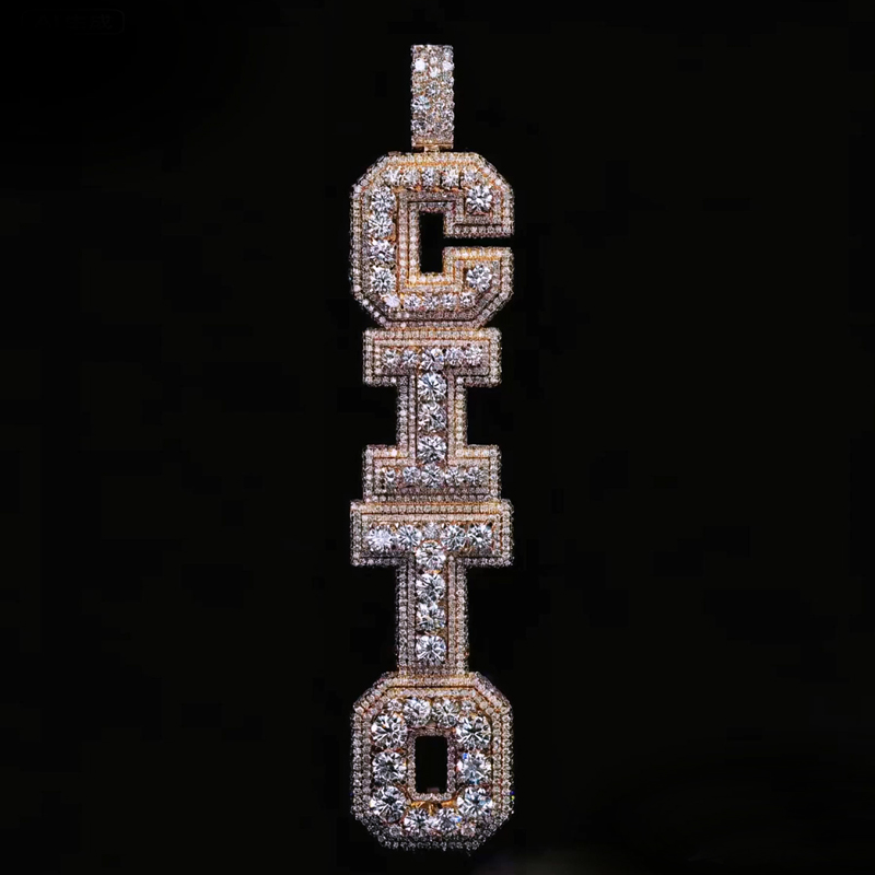 Iced Custom Vertical Letter Pendant