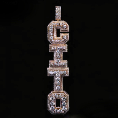 Iced Custom Vertical Letter Pendant