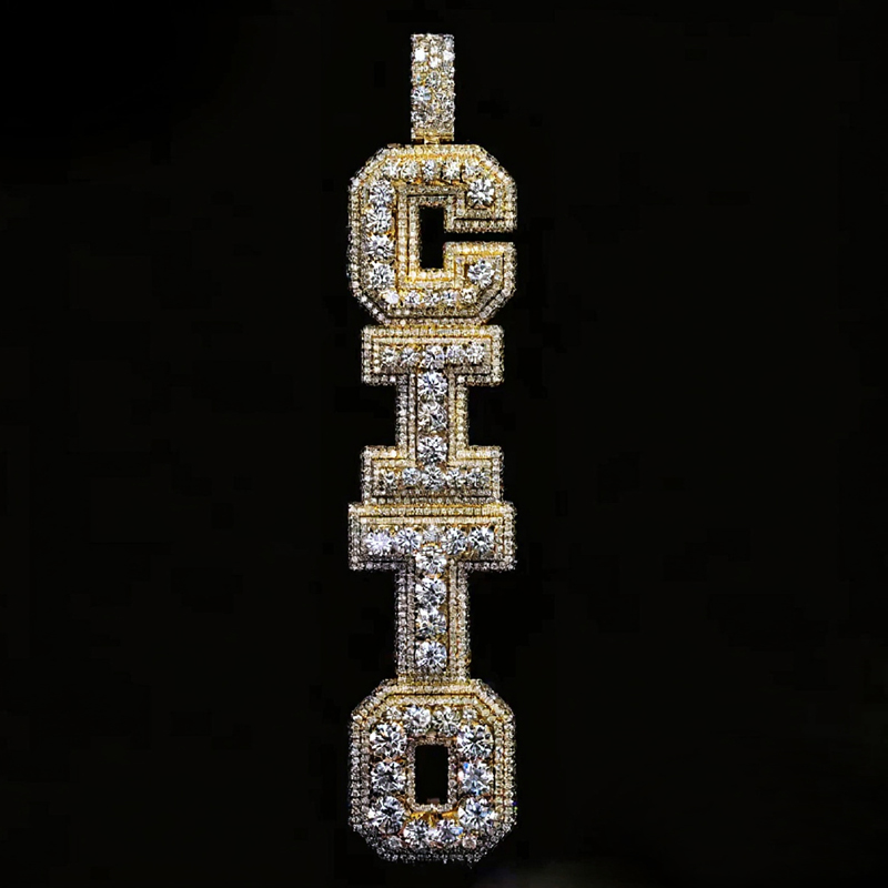 Iced Custom Vertical Letter Pendant