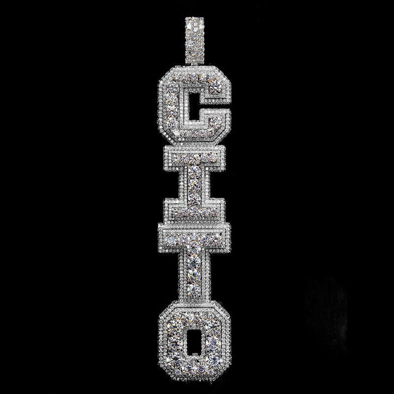 Iced Custom Vertical Letter Pendant