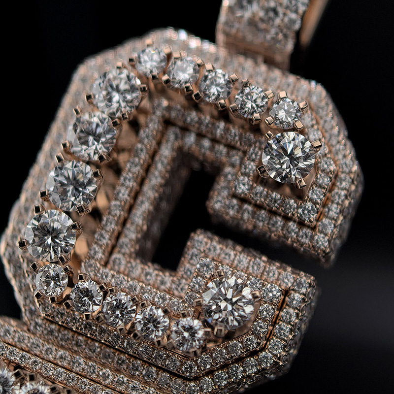Iced Custom Vertical Letter Pendant