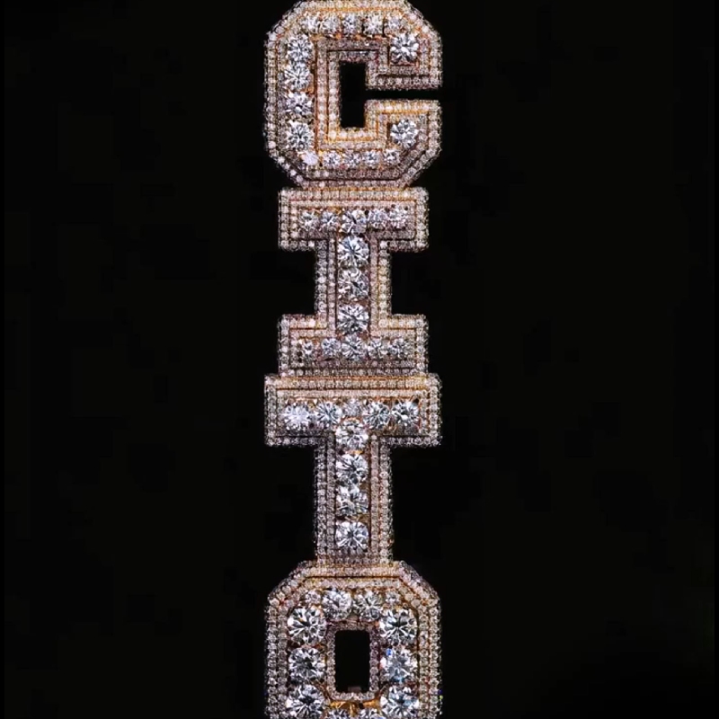 Iced Custom Vertical Letter Pendant