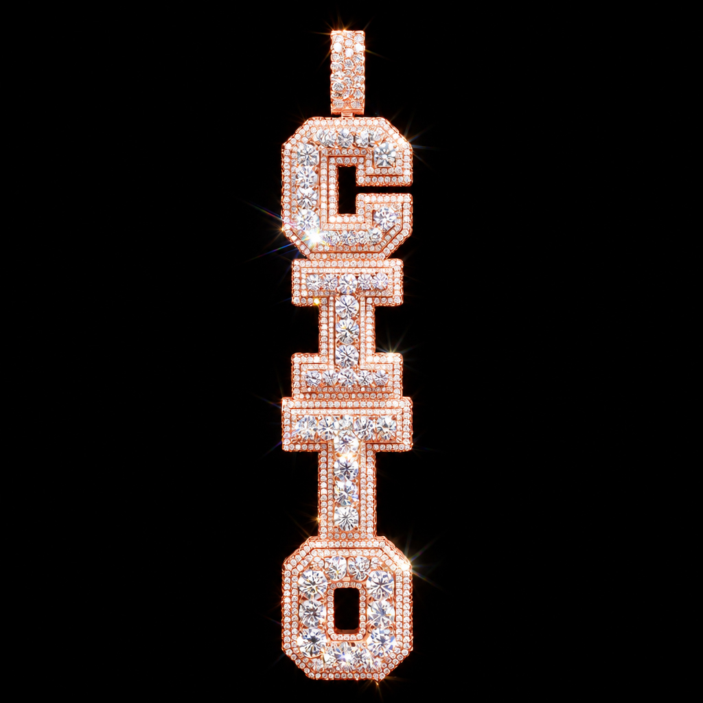 Iced Custom Vertical Letter Pendant Iced Custom Vertical Letter Pendant