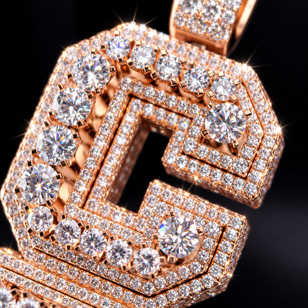 Iced Custom Vertical Letter Pendant Iced Custom Vertical Letter Pendant