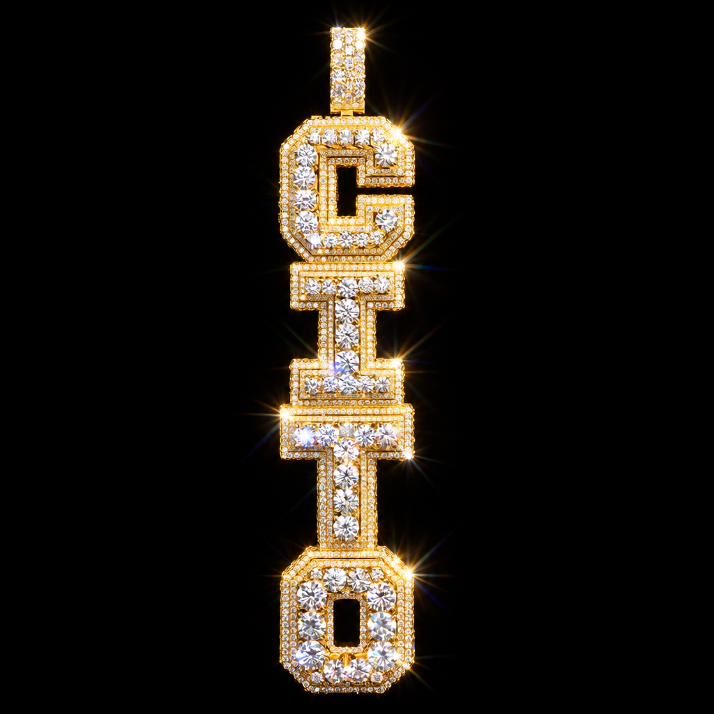 Iced Custom Vertical Letter Pendant Iced Custom Vertical Letter Pendant