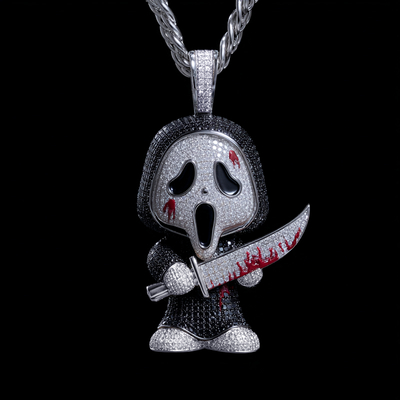 Glow in the Dark Iced Out Cartoon Anime Ghost Horror Killer Pendant