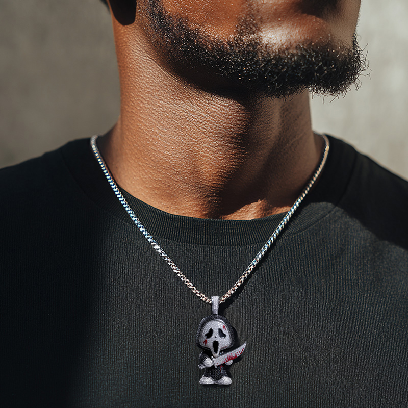 Glow in the Dark Iced Out Cartoon Anime Ghost Horror Killer Pendant