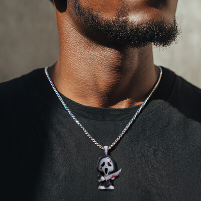 Glow in the Dark Iced Out Cartoon Anime Ghost Horror Killer Pendant