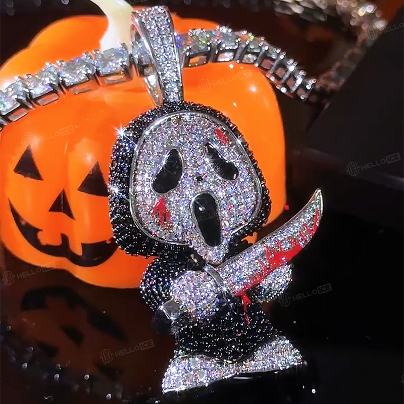 Glow in the Dark Iced Out Cartoon Anime Ghost Horror Killer Pendant