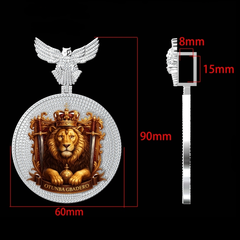 Iced Out Peace Dove Disc Photo Pendant