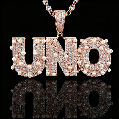 Iced Custom Name/Letters Pendant with Pearl