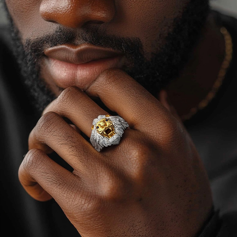 Iced Out Roaring Lion Head Ring Iced Out Roaring Lion Head Ring