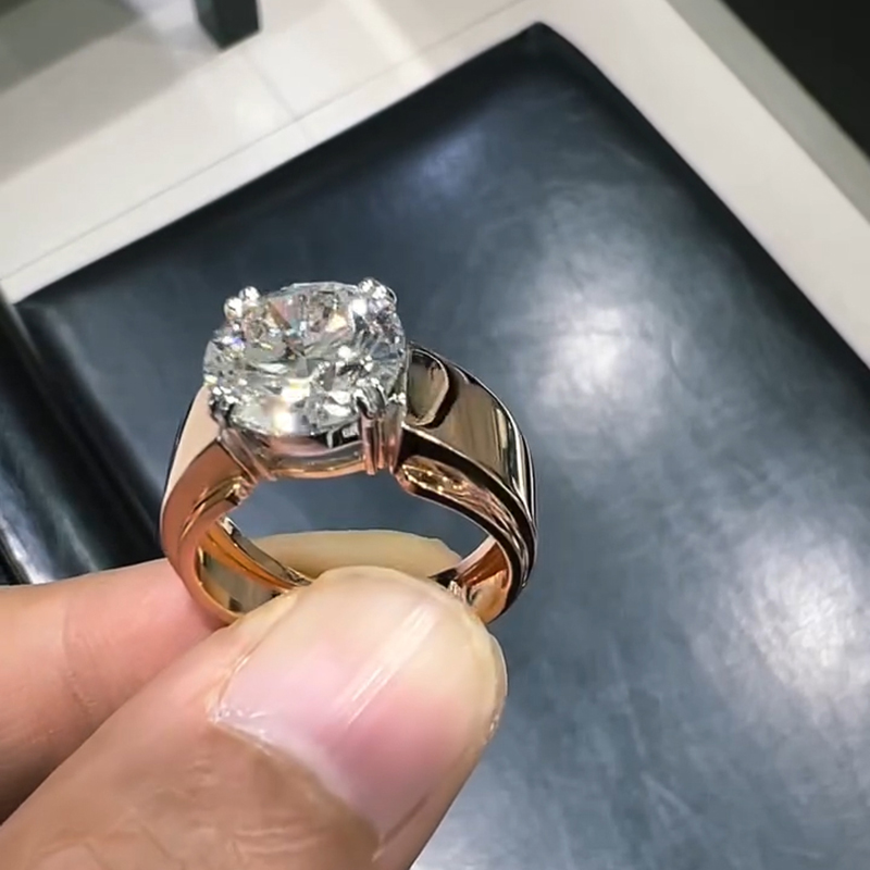 Iced Out 5CT Round Cut Men‘s Ring