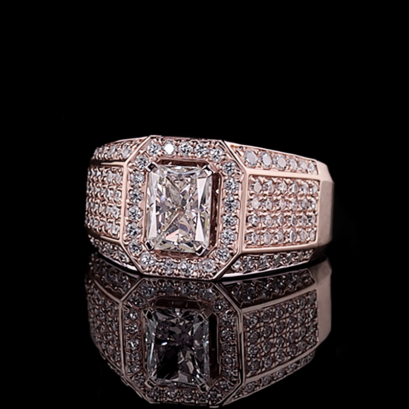 4.64CT Radiant Cut VVS Moissanite Pave Men’s Ring