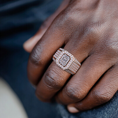 4.64CT Radiant Cut VVS Moissanite Pave Men’s Ring