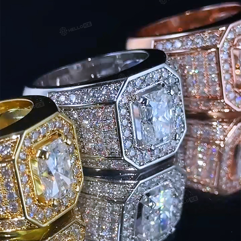 4.64CT Radiant Cut VVS Moissanite Pave Men’s Ring 4.64CT Radiant Cut VVS Moissanite Pave Men’s Ring