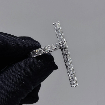 Iced Round Cut Cross Pave Men's Ring in White Gold