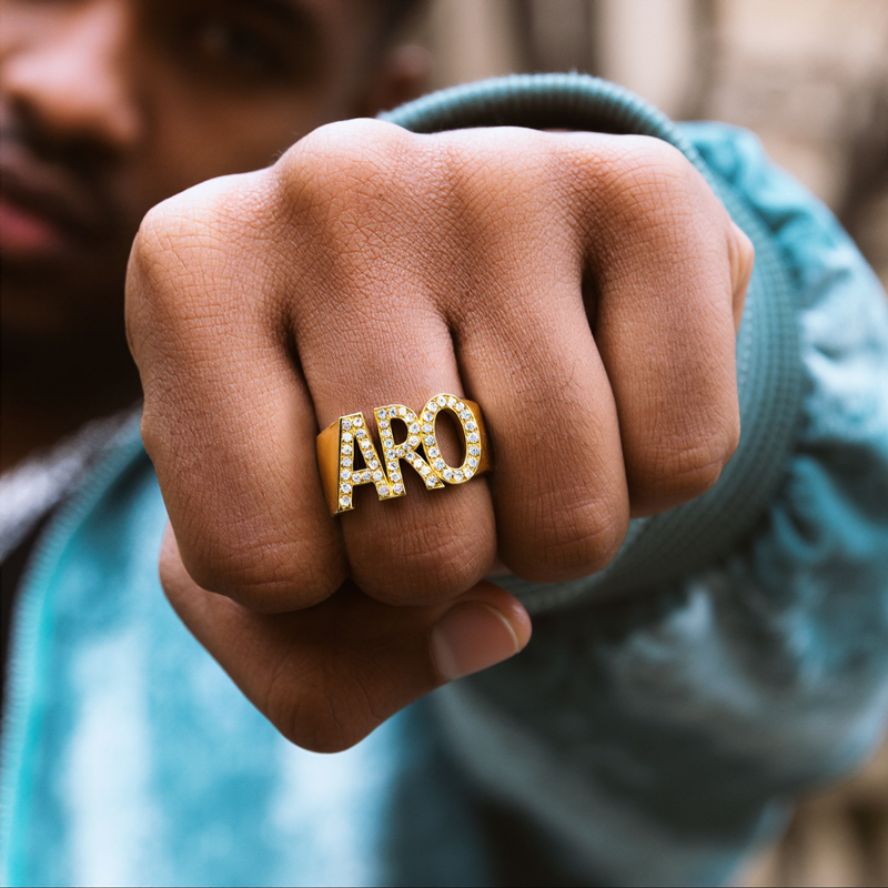 Iced Custom Name Ring