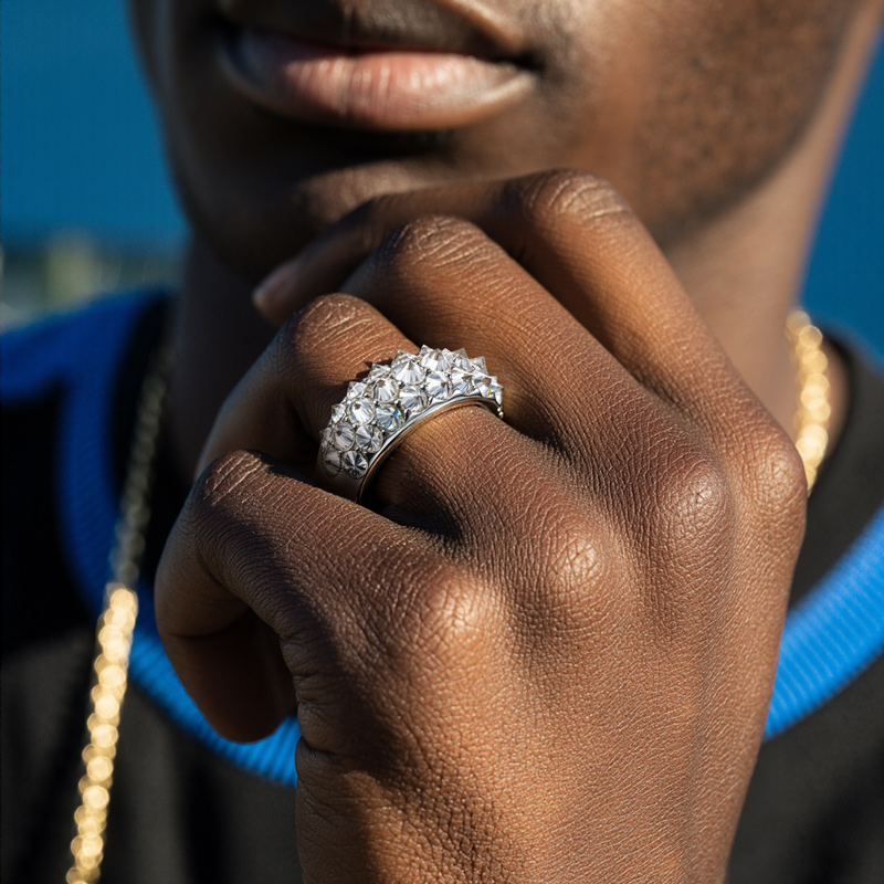 Iced Out Inverted Setting Round Cut Ring