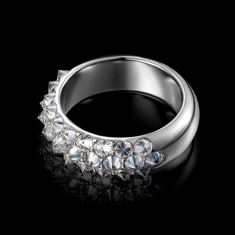 Iced Out Inverted Setting Round Cut Ring