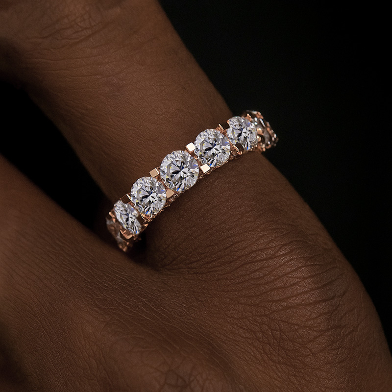 Ice Out Side Inverted Inlaid Round Cut Ring