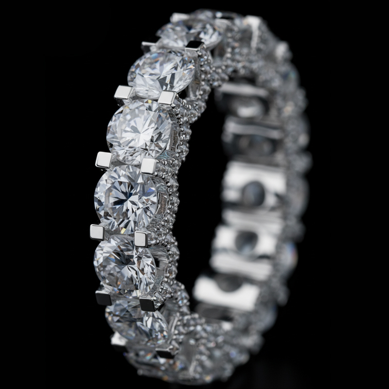 Ice Out Side Inverted Inlaid Round Cut Ring