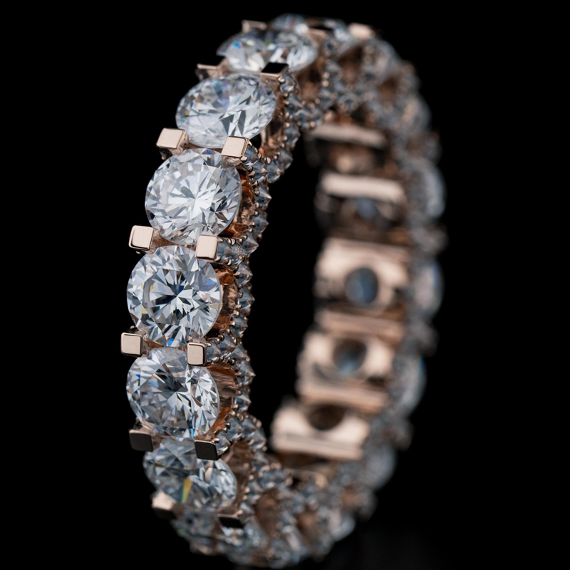 Ice Out Side Inverted Inlaid Round Cut Ring