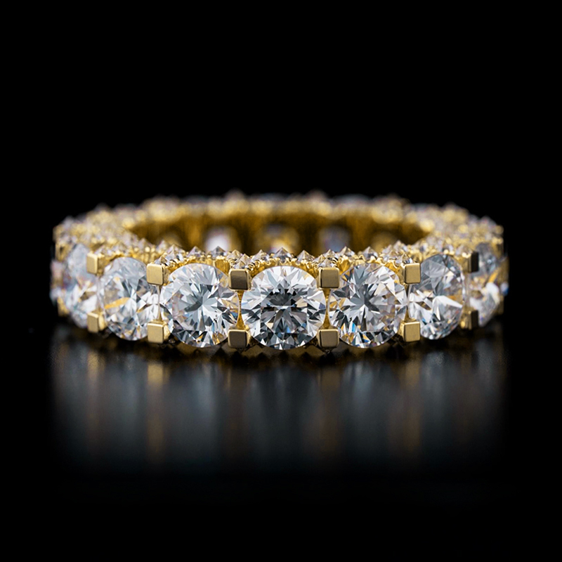 Ice Out Side Inverted Inlaid Round Cut Ring