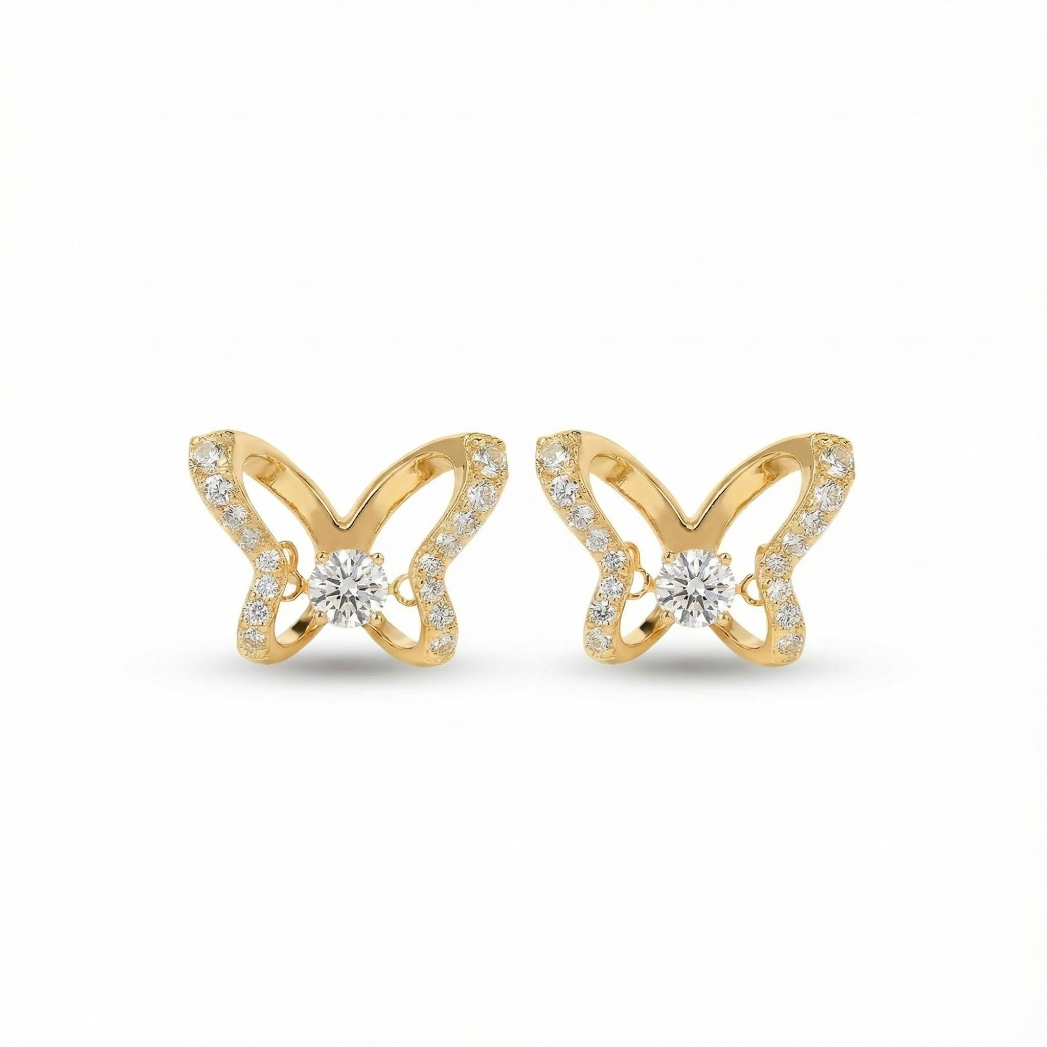 S925 Silver Butterfly Diamond Stud Earrings