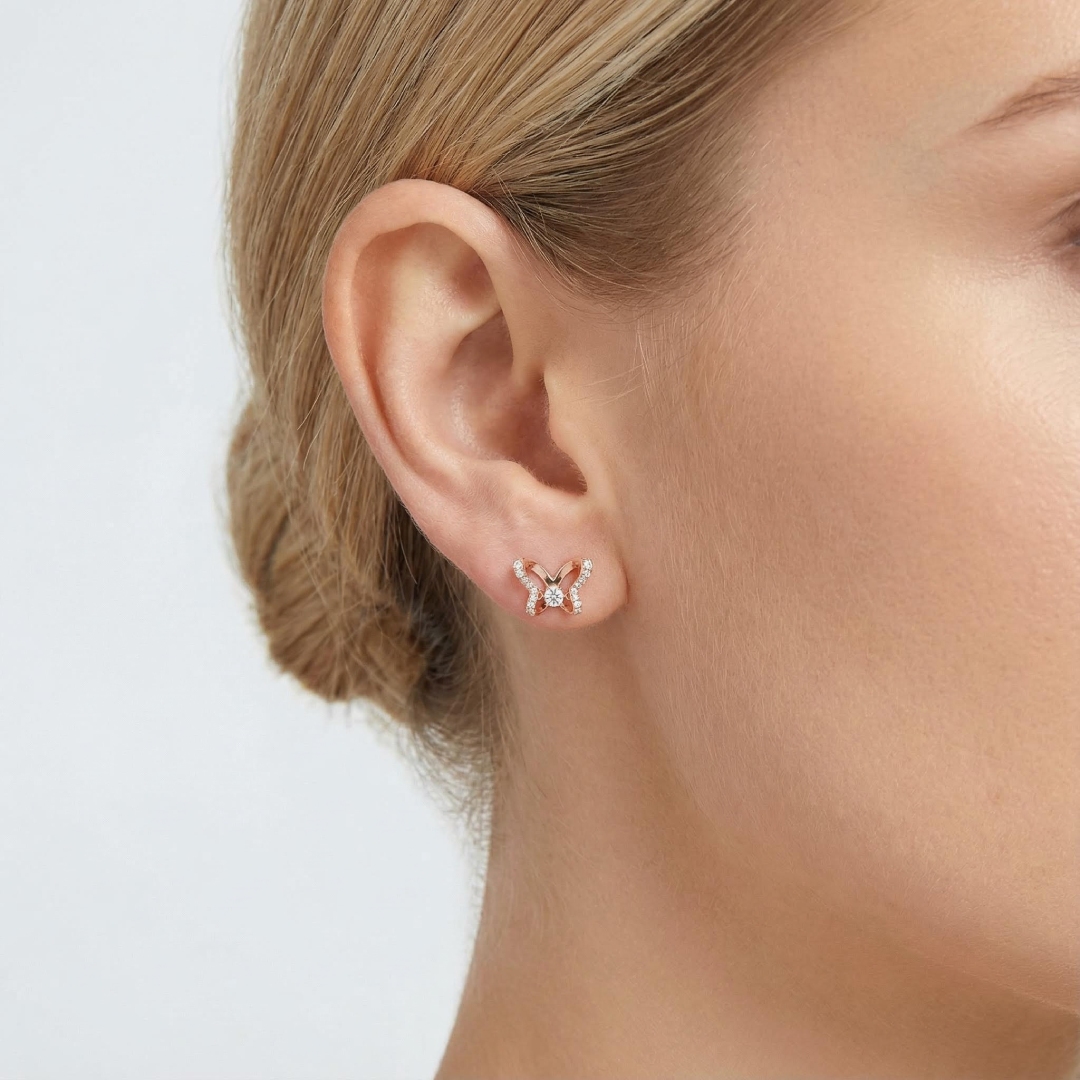 S925 Silver Butterfly Diamond Stud Earrings