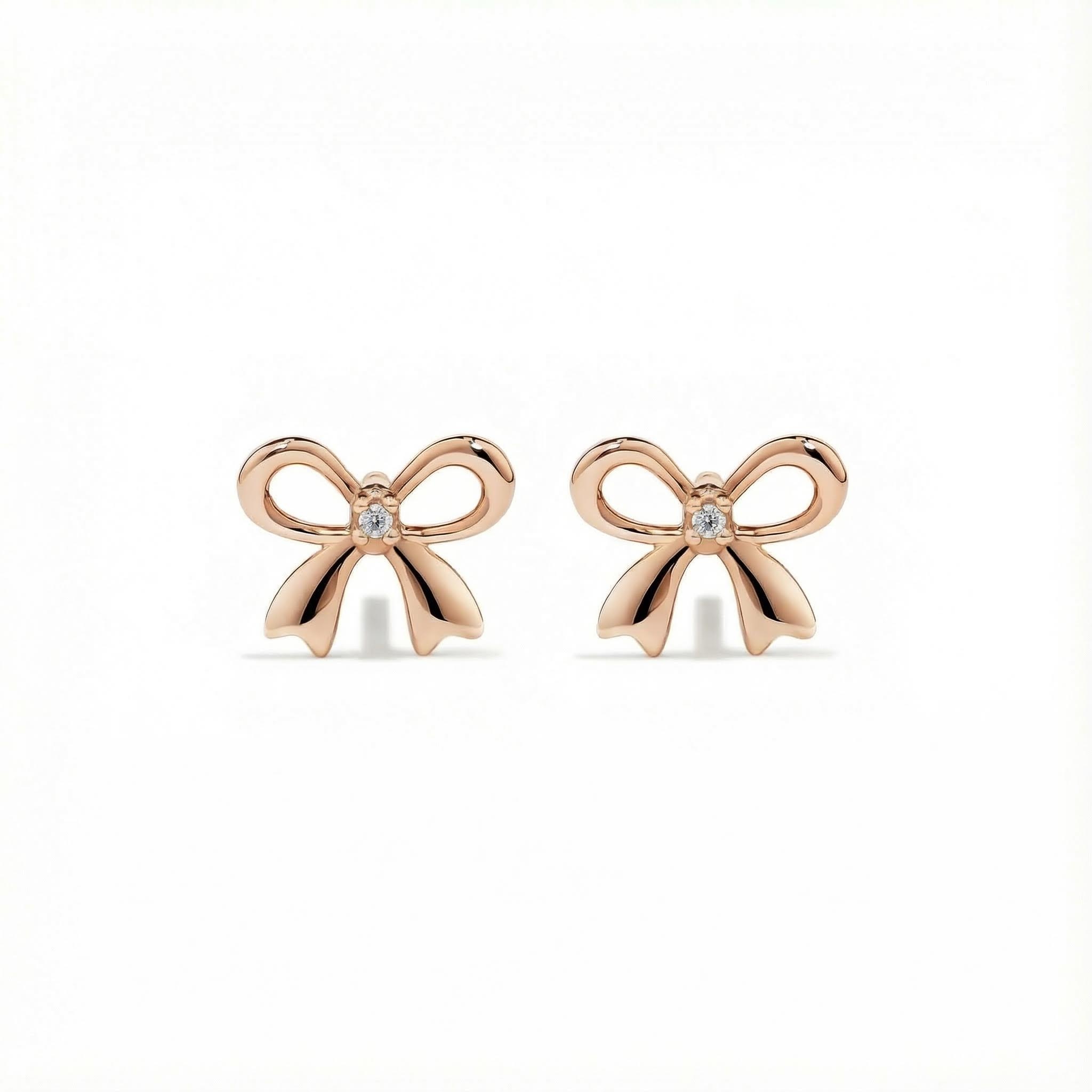 S925 Silver Bow Diamond Stud Earrings