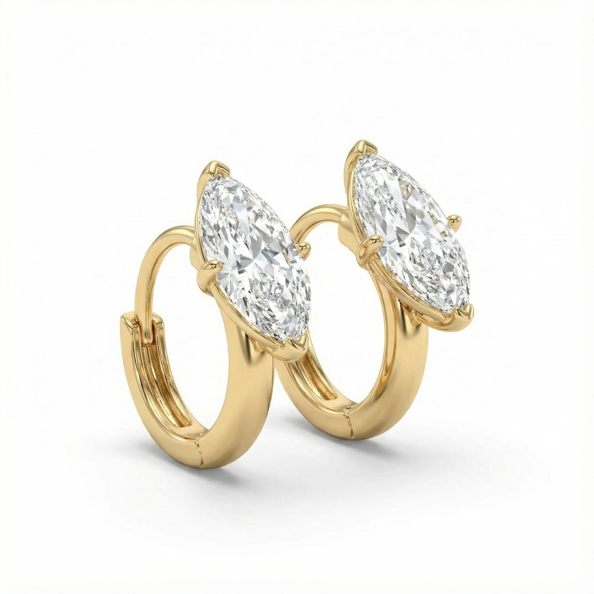 S925 Silver Marquise Cut Hoop Earrings S925 Silver Marquise Cut Hoop Earrings