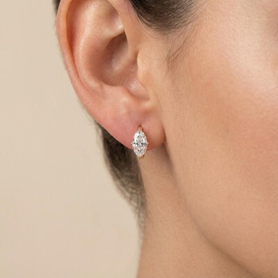 S925 Silver Marquise Cut Hoop Earrings
