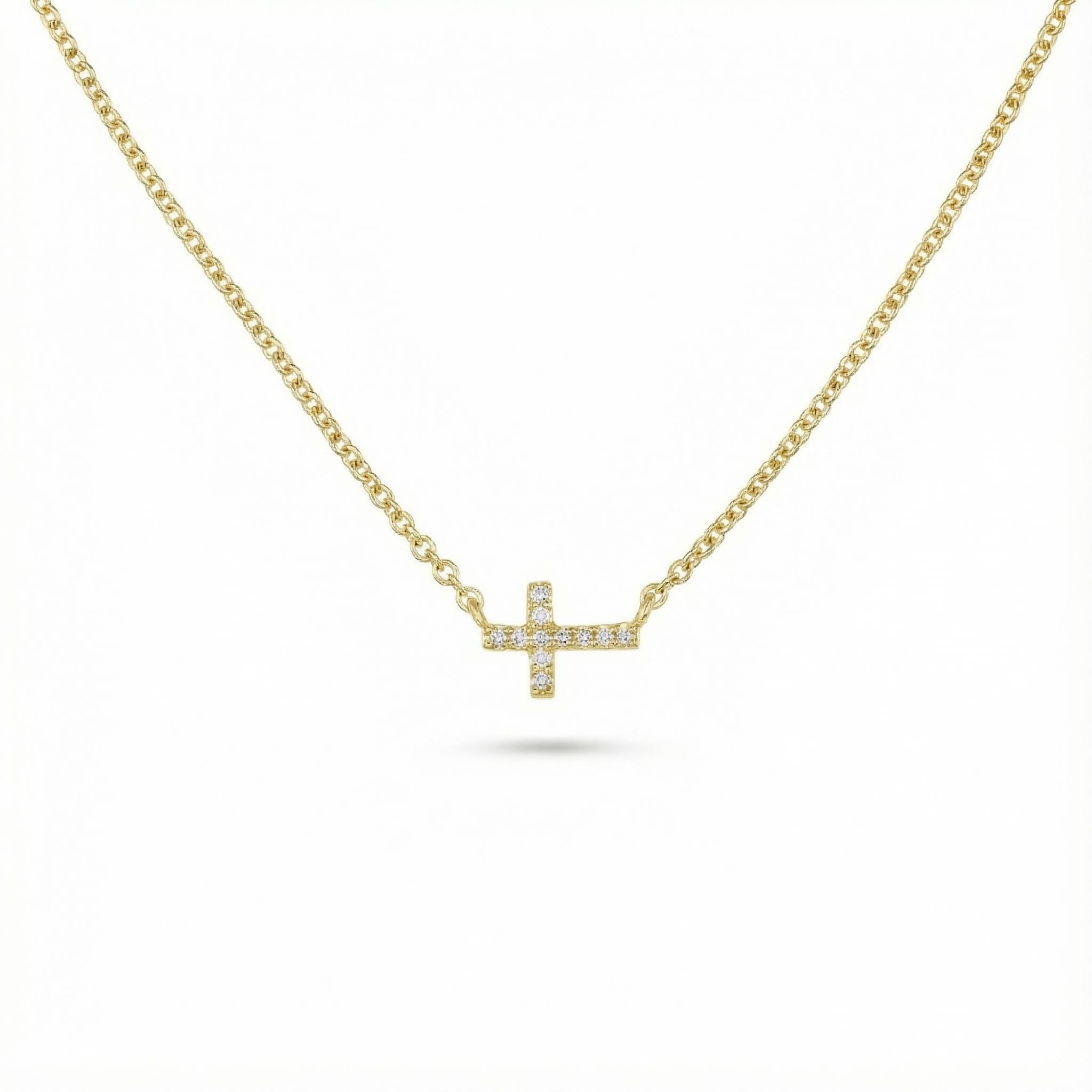 S925 Silver Cross Diamond Pendant Necklace