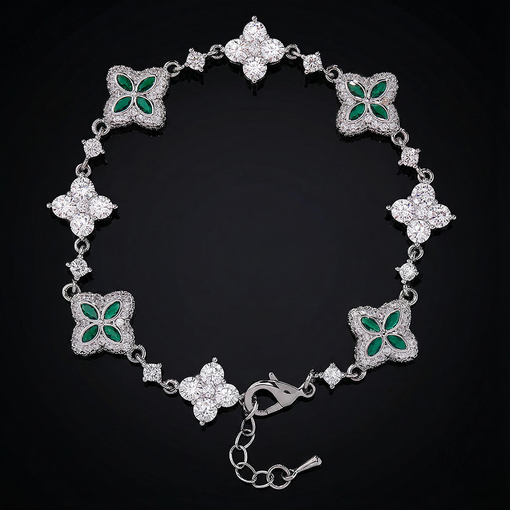 Iced Out 14mm Four Leaf Clover Bracelet Iced Out 14mm Four Leaf Clover Bracelet