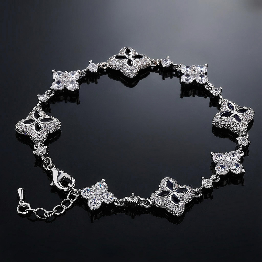 Iced Out 14mm Four Leaf Clover Bracelet Iced Out 14mm Four Leaf Clover Bracelet