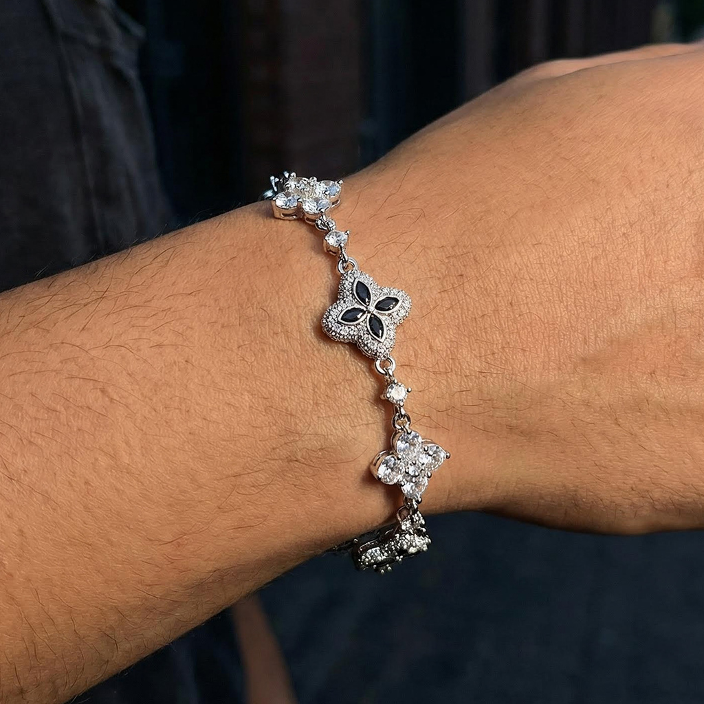 Iced Out 14mm Four Leaf Clover Bracelet Iced Out 14mm Four Leaf Clover Bracelet