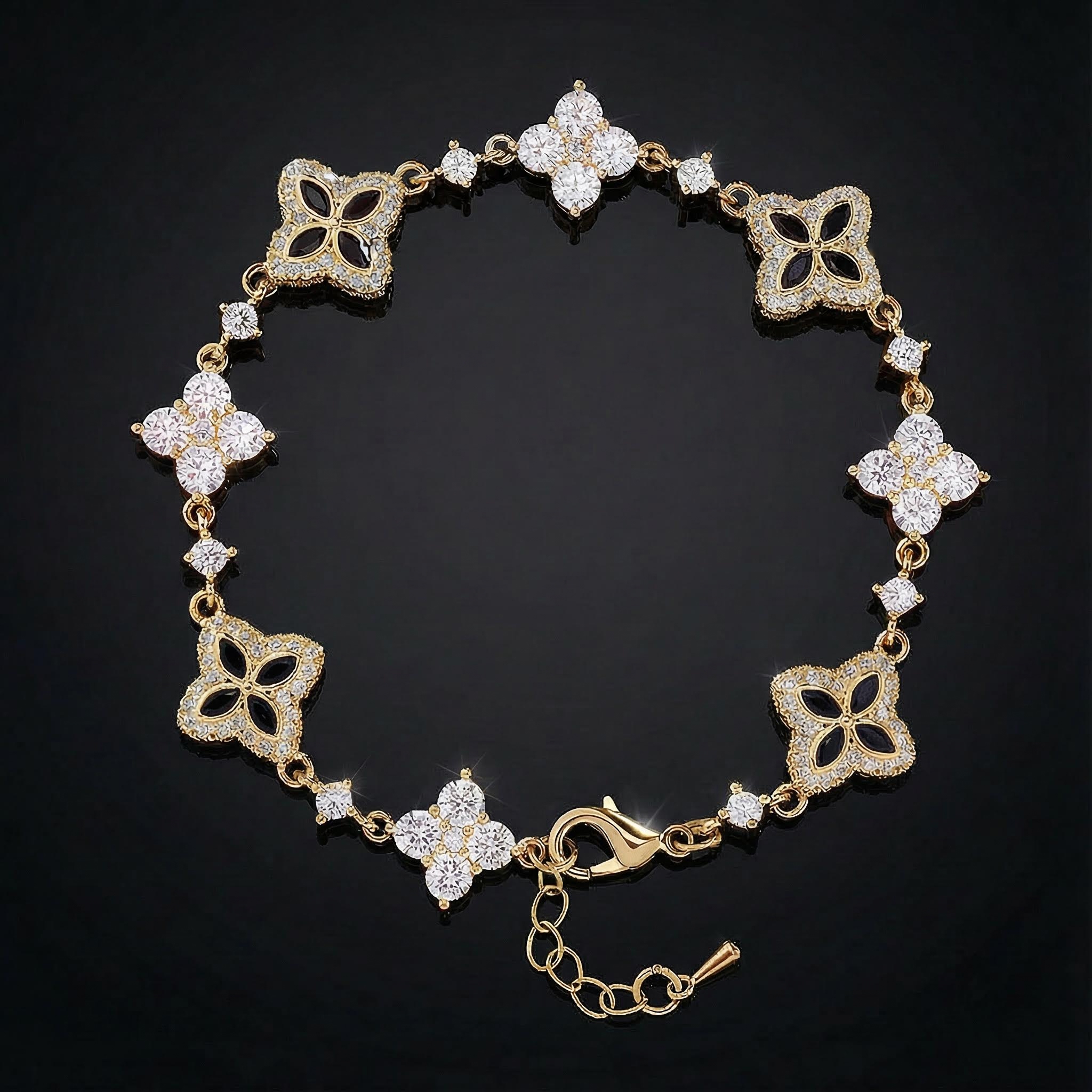 Iced Out 14mm Four Leaf Clover Bracelet Iced Out 14mm Four Leaf Clover Bracelet