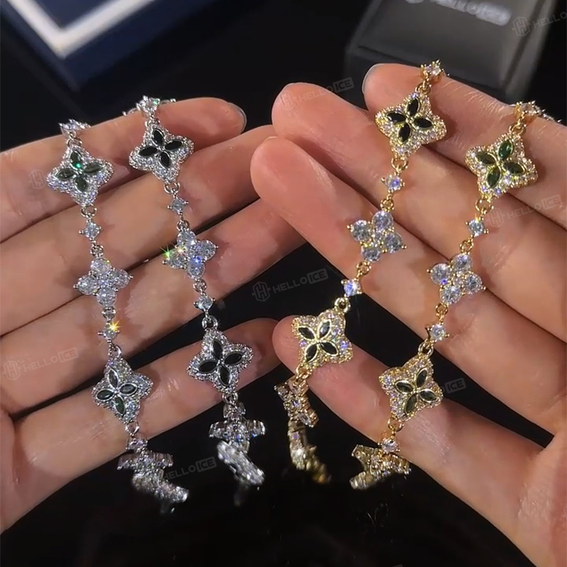 Iced Out 14mm Four Leaf Clover Bracelet