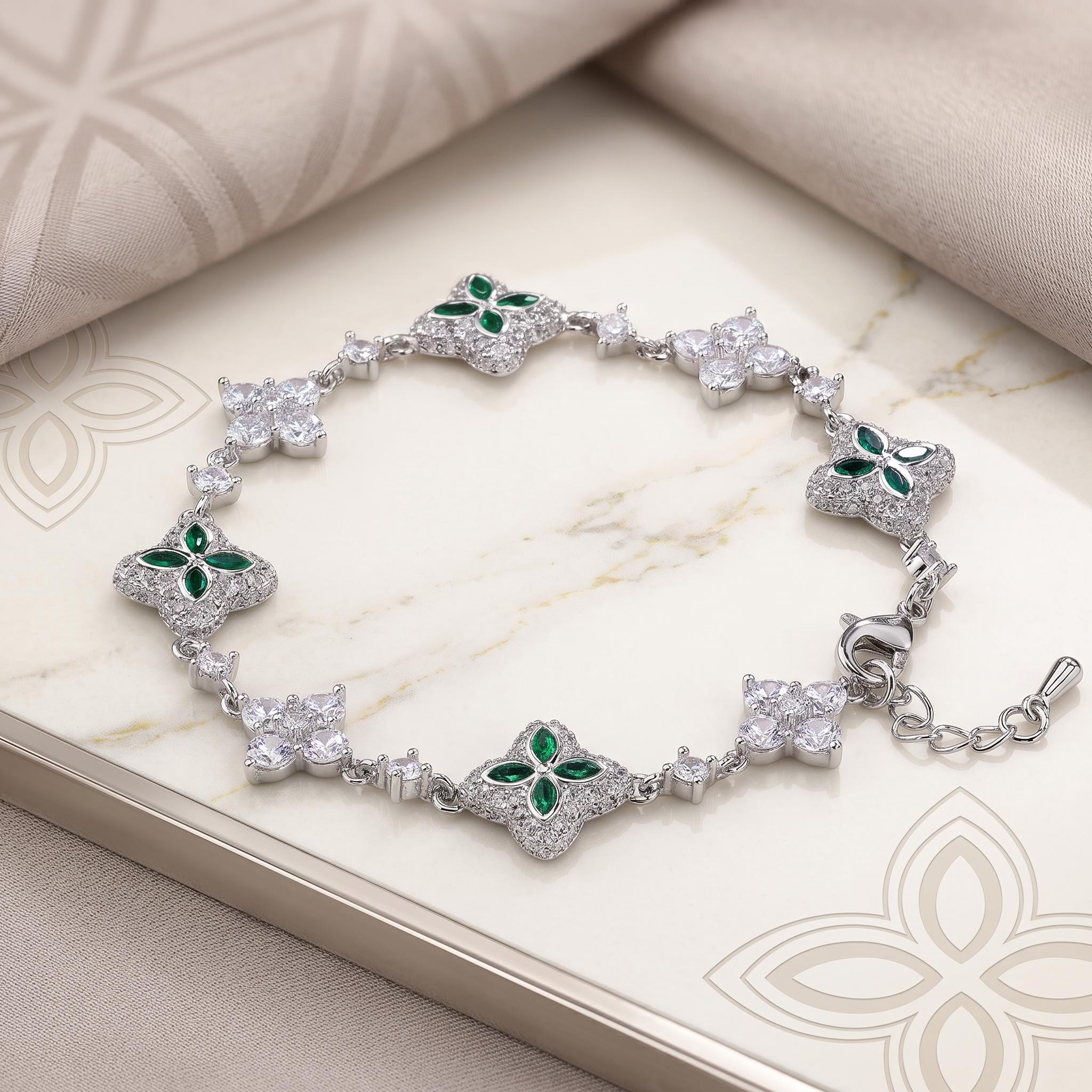 Iced Out 14mm Four Leaf Clover Bracelet Iced Out 14mm Four Leaf Clover Bracelet