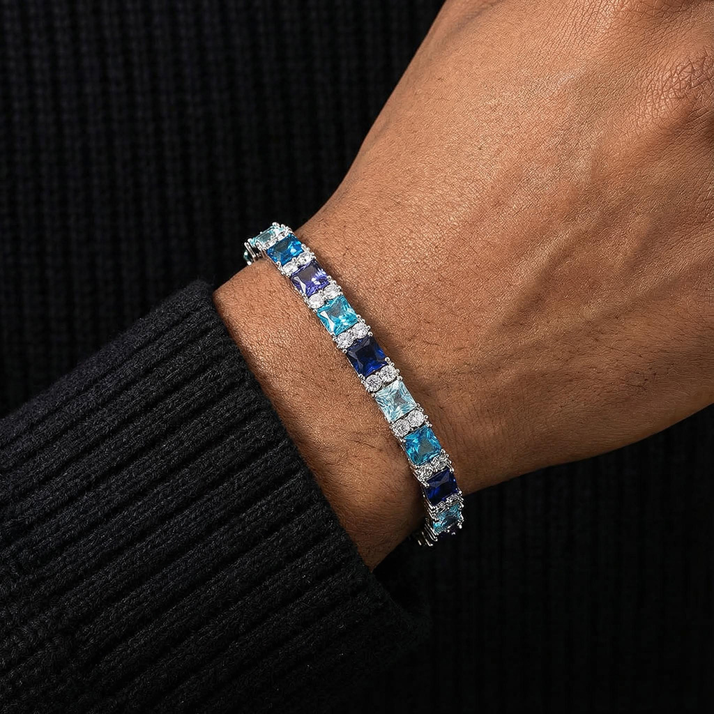 Iced Out Princess Cut Blue & Purple Tennis Bracelet