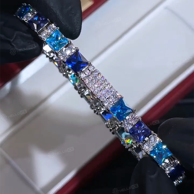 Iced Out Princess Cut Blue & Purple Tennis Bracelet Iced Out Princess Cut Blue & Purple Tennis Bracelet