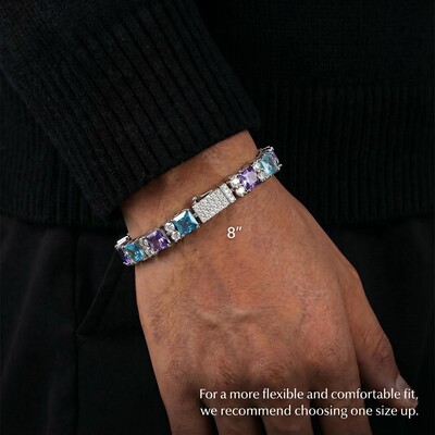 Iced Out Princess Cut Blue & Purple Tennis Bracelet