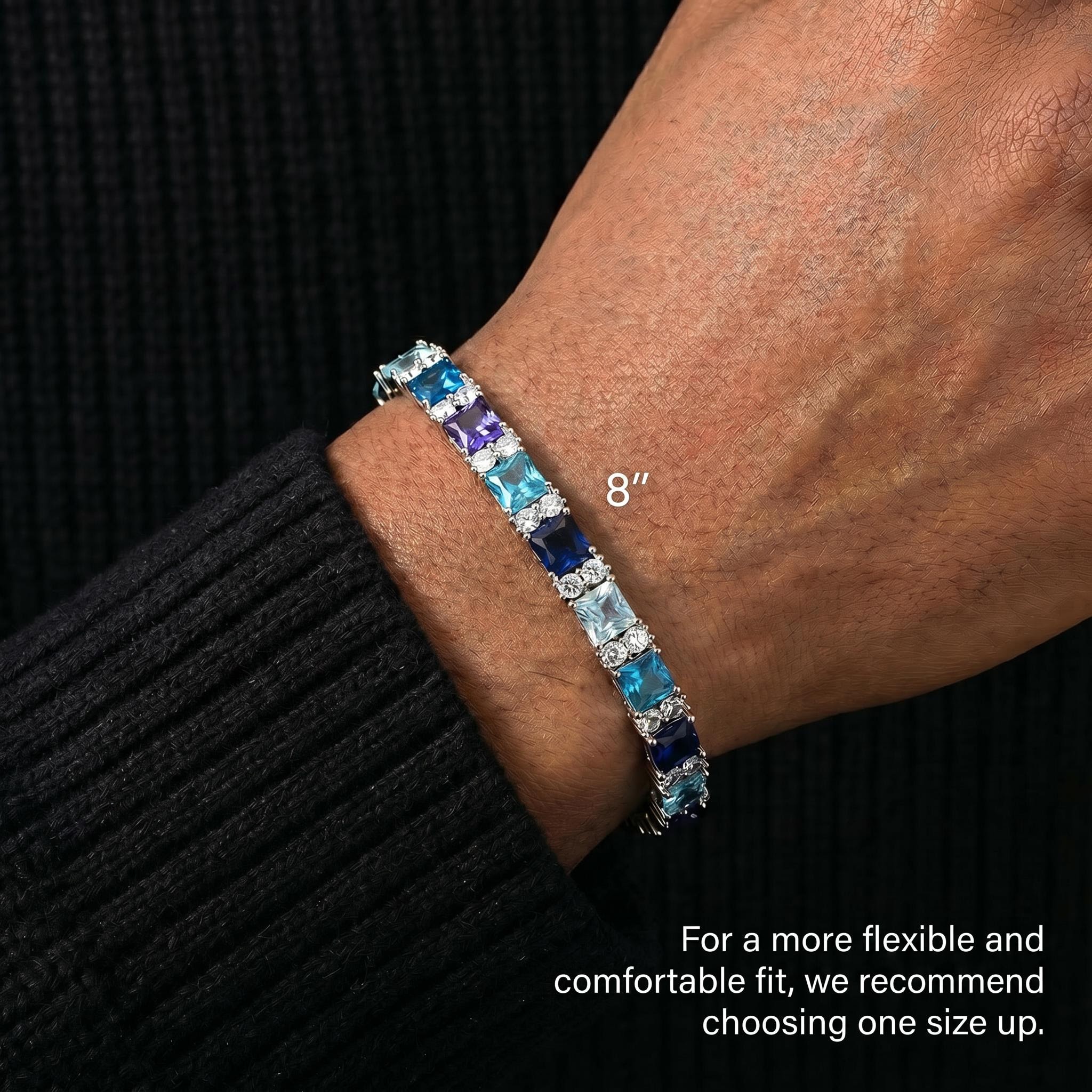 Iced Out Princess Cut Blue & Purple Tennis Bracelet Iced Out Princess Cut Blue & Purple Tennis Bracelet